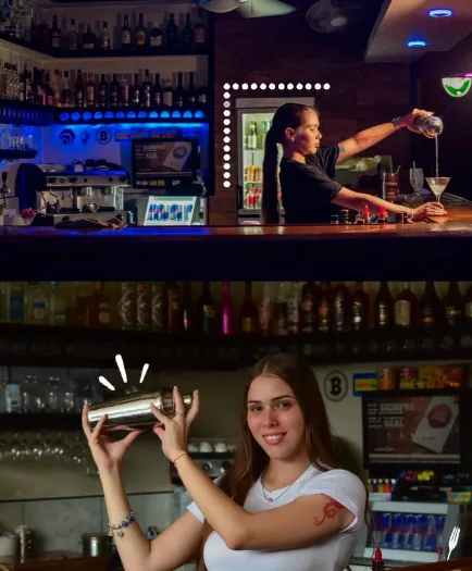 Bartenders de Calypso preparando tragos en la barra