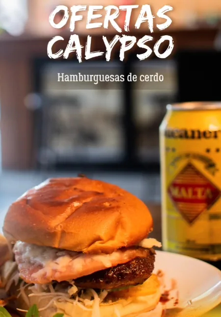 Oferta de hamburguesa de cerdo con malta